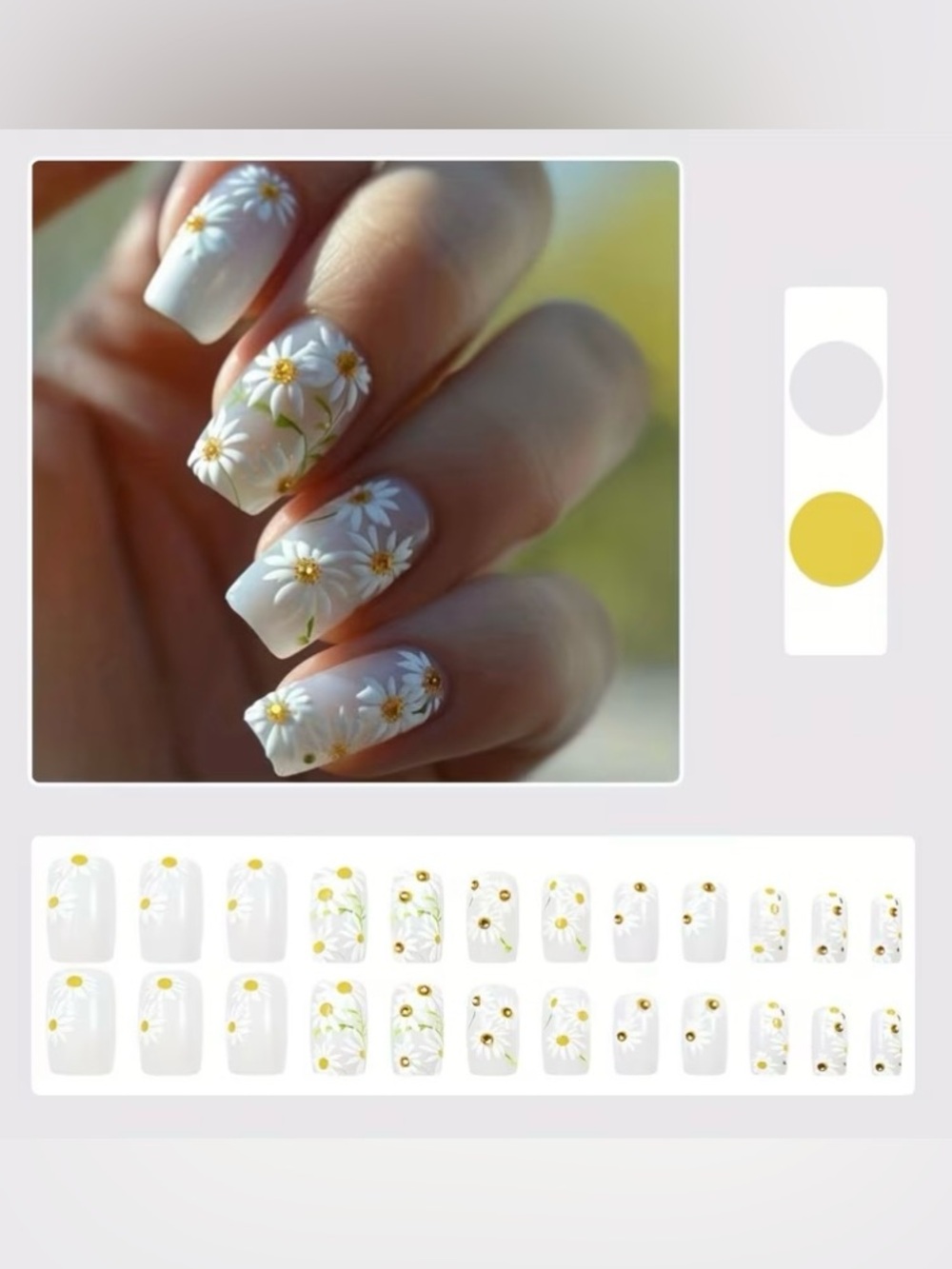 White Daisy Press-On Nails - Picture 2 of 6